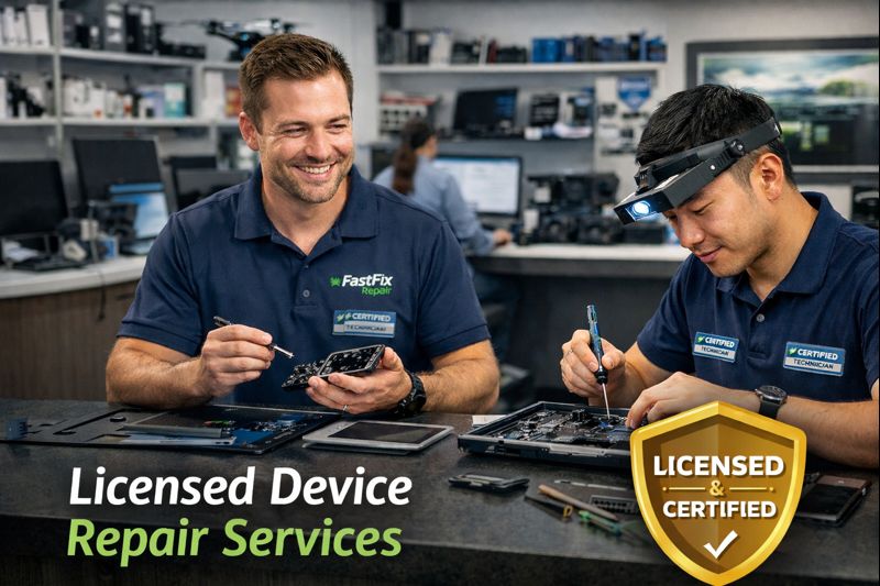 FastFix Repair licensed device repair technicians working on electronics